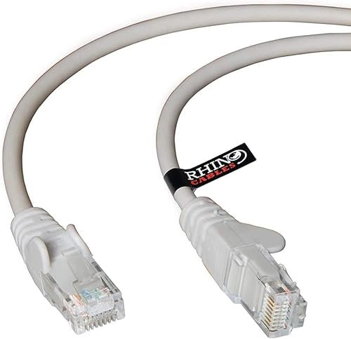 rhinocables CAT 5e High-Speed Ethernet Cable - Reliable LAN Network RJ45 Cable for Fast Internet & Data Transfer | Durable WiFi Broadband Cable for Gaming & Streaming, (5m, Grey, Pack of 3)