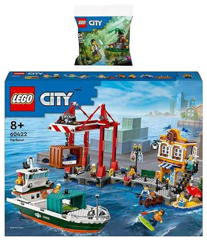 Lego City Set: 60422 Puerto con buque de carga y explorador de la selva 30665 con gorila bebé