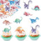 ENLACE Dino Tortendeko Essbar - 50 Stück Dinosaurier Kuchen Deko, Esspapier, Cupcake Topper, Muffins Deko für Kindergeburtstag