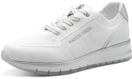 MARCO TOZZI Damen Sneaker flach Sportlich Bequem, Weiß (White Comb), 38 EU