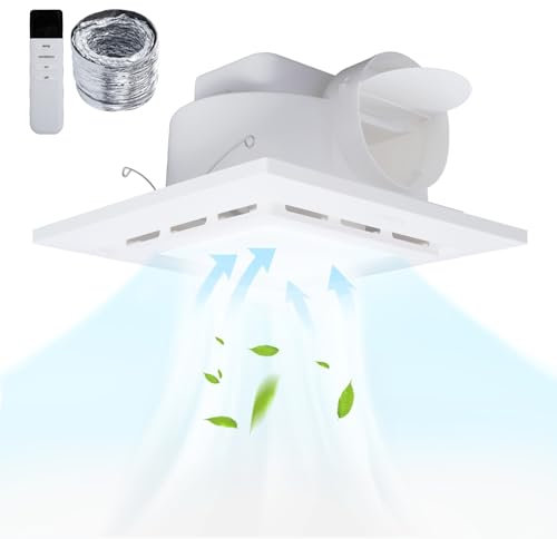 VallisCo - Bathroom Exhaust Fan with LED Light 110CFM High Power for Humidity Control, Energy Efficient, Bathroom Ceiling Exhaust Fan 1.0 Sone, Easy Installation
