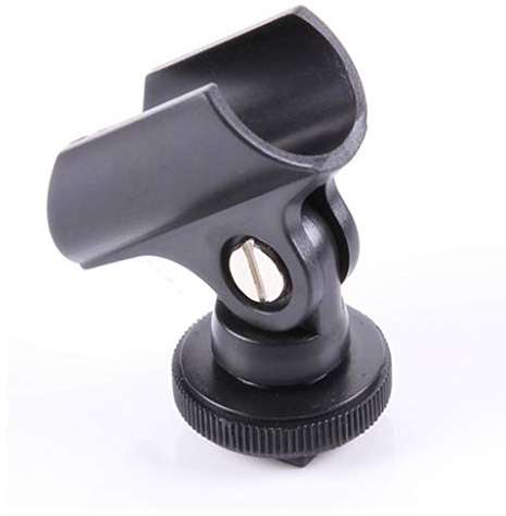 1 x Mikrofon-Clip-Ständer, 19 mm, Mikrofon-Halter, Clip mit Blitzschuh für DSLR-Kamera, Mikrofon-Clip