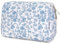 Narwey Make up Tasche Damen Schminktasche Kosmetiktasche Kulturtasche Damen Kulturbeutel, Makeup Tasche Makeup Bag (Kleine Blaue Blume, Groß)