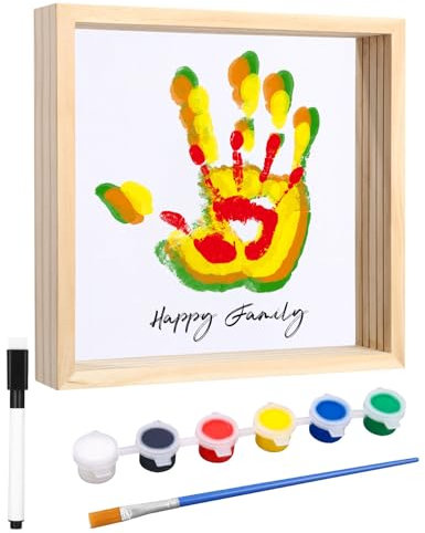 Cexovo DIY Familien Handabdruck Set,Baby Handabdruck und Fußabdruck Set, Familie mit Platz für 4,Andenken Geschenke für Werdende und Frischgebackene Eltern,Home Decor,Geschenke zur Geburt