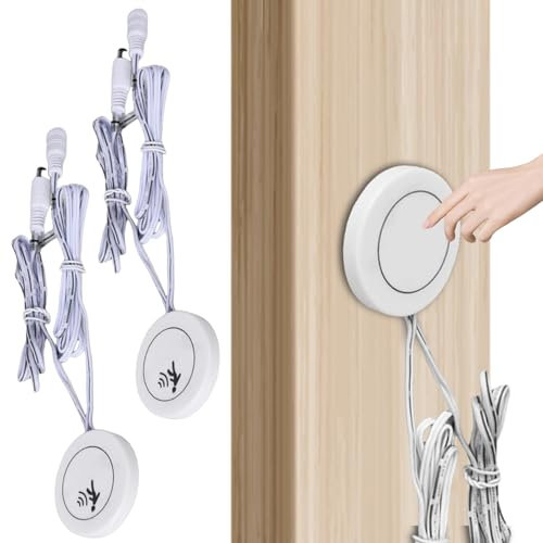 Lot de 2 interrupteurs tactiles LED dissimulés, DC12 V, interrupteur tactile LED à intensité variable, pour barre lumineuse LED Smart Home, bois, pierre, verre, etc. Aucun trou nécessaire (blanc)