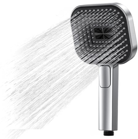 VESKYAO Hochdruck Duschkopf gross, Handbrause dusche mit 138 Düsen groß, 3 Wasserstrahlmodi, Duschbrause für verstärkten Wasserdruck (Silber)
