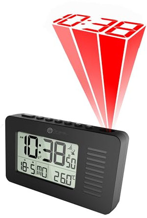 Miraval Funk-Projektionswecker Datumsanzeige Temperaturanzeige Reisewecker (Schwarz)