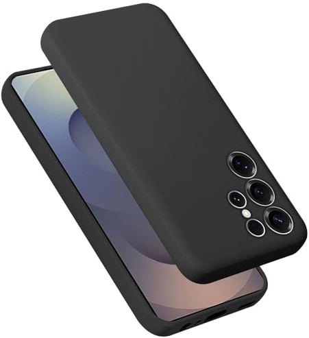 Cadorabo Hülle kompatibel mit Samsung Galaxy S25 Ultra Hülle Silikon Handyhülle für Galaxy S25 Ultra Case aus flüssigem Silikon- Kratzfeste und stoßfeste dünne TPU Schutzhülle - Liquid SCHWARZ
