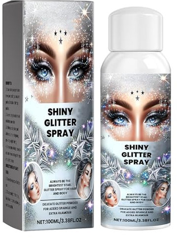 Body Glitter Spray für Frauen,Temporäres Glitzerspray für Körper,Body Glitter Spray für Haut Haar Gesicht,Glitzer Spray Haare Und Körper,Glitzerspray für Haare und Kleidung,Long-Lasting