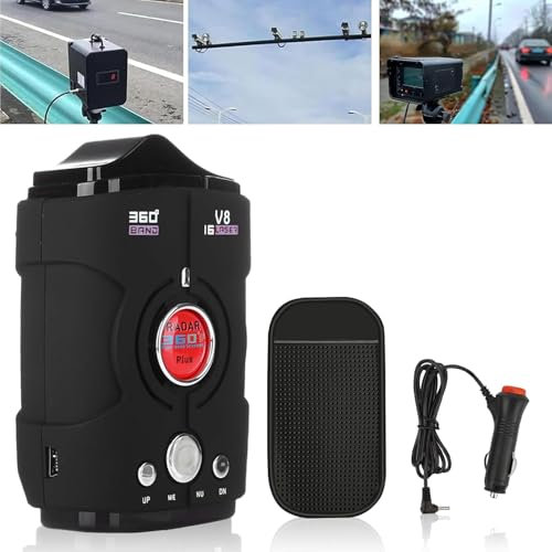 360° Auto Radarwarner, Geschwindigkeits-Kamera-Detektoren, Echtzeit-Sprachwarnungen, erweiterte Reichweite 2,4 GHz 410 MHz, verbesserte Fahrzeugsicherheit für Autobahn