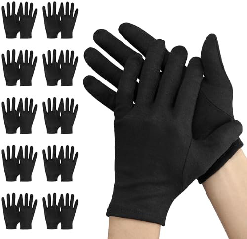Einfa Baumwollhandschuhe S - 20cm Cotton Gloves Schwarz 10 Paar (20 Stück) - Klein Handschuhe Baumwolle - Arbeitshandschuhe Pförtner Fahrer - Baumwollhandschuhe Schwarz
