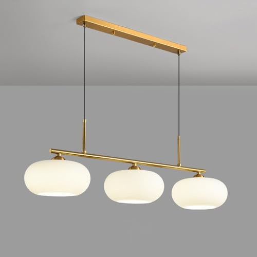 Moderne Hängeleuchte Wabi-Sabi Skandinavischer Stil Pendelleuchte Lampenschirm Milchglas Pendellampe 3-flammig E27 Höhenverstellbar Hängelampe Esszimmer Kronleuchter Wohnzimmer Schlafzimmer(Gold)