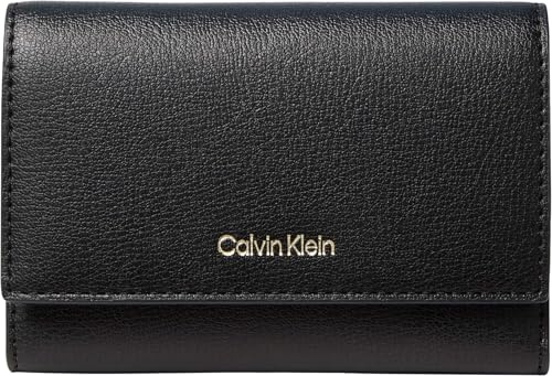 Calvin Klein Damen Geldbörse Foil Logo Trifold mirt Münzfach, Schwarz (Black/Toasted Coconut), Einheitsgröße
