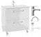 .Deftrans - Waschbeckenunterschrank 80 cm Breit x 40 cm Tief x 84 cm Hoch – Badezimmerschrank mit Waschbecken, Armatur und Siphon – Badunterschrank stehend in Weiß Hochglanz – mit Schubladen