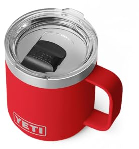 YETI Rambler 10 oz (295 ml) Stackable Coffee Mug, Rescue Red | Travel Mug with Durasip Ceramic Lining, Insulated Coffee Cup with MagSlider Lid (Not Leakproof)