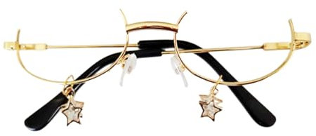 AOOOWER Brille mit goldfarbenem und silberfarbenem Rahmen, ohne Linse, Anime-Brille, Karneval, Brillen für Cosplay und Party, Dimension5.915cm/2.325.91in, Wechselstrom, Kein Edelstein