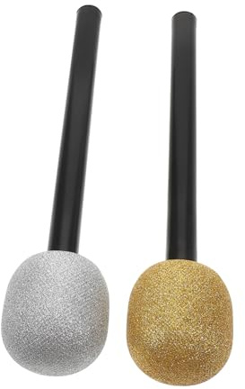 Homoyoyo 2pcs Glittered Fake Microphone Props for Realistic Plastic Mics for Halloween Disco Parties and Photo Booth Accessory for Bar Gatherings and Group Activities