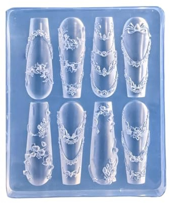 Flexible Nageldekoration, Silikonrahmen, Schablone, wiederverwendbar, Kunstwerkzeug, geeignet für Nägel, Charm-Erstellung