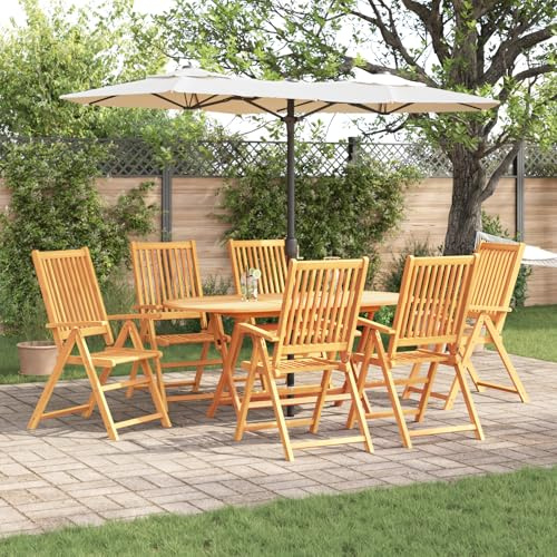 IBUQDDV 7-TLG. Garten-Essgruppe aus Massivholz Akazie Klappbar Oval Tischgruppe Outdoor Möbel Set