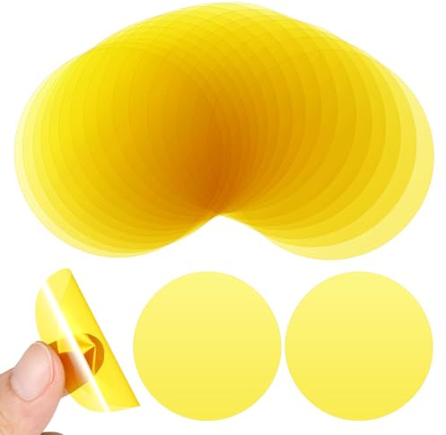 DIYEAH 20Pcs Warm Light Filter Sticker, 50mm Round Gel Filters for Lights, Peel and Stick LED Color Film to DIY Change Spotlight Ambient Mood Studio Diffuser Sheet, Yellow