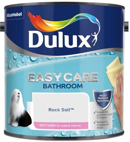Rock Salt Dulux Easycare Bathroom Soft Sheen Paint 2.5L – Moisture & Steam Resistant, Mould Protection, Washable Durable Finish for Bathroom Walls & Ceilings