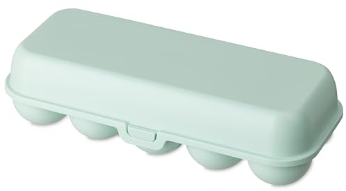 Koziol EGGS TO GO Eierbox für 10 Eier, Aufbewahrungsbox mit Clipverschluss, Eierbehälter für Kühlschrank, Eierkarton aus Kunststoff, Eieraufbewahrungsbox, Eierdose (sweet green, 10 Eier)