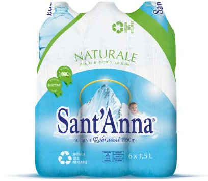 Sant'Anna - Blister d'Acqua Minerale Naturale - Confezione da 6 Bottiglie di Plastica Ciascuna da 1.5 Litri