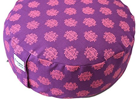 Tvamm Lifestyle Rund 7 Chakra Meditationskissen (Zafu) Buchweizenschalen, Ø 36 cm x 15 cm, Bezug und Inlett 100% Baumwolle, Bezug und Inlett maschinenwaschbar bis 30º C(Aubergine)