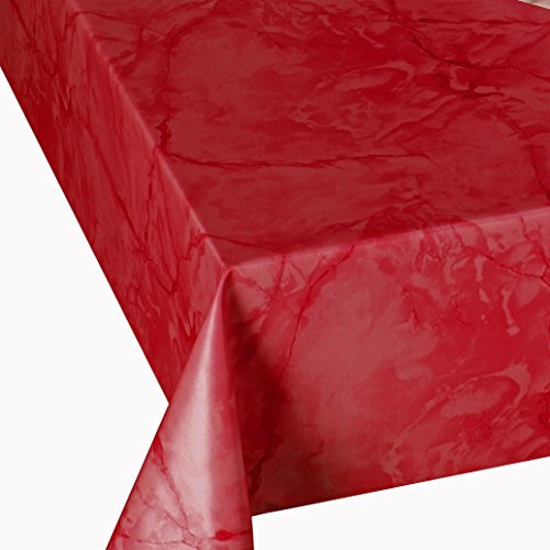 Wachstuch Wachstischdecke Tischdecke Breite und Länge wählbar abwaschbare Gartentischdecke Lack Marmor Rot 130 x 180 cm Eckig