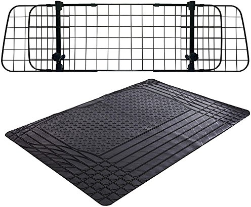 XtremeAuto® Universal Heavy Duty Waterproof Rubber Car Boot Liner Mat & Mesh Grill Dog Barrier Guard