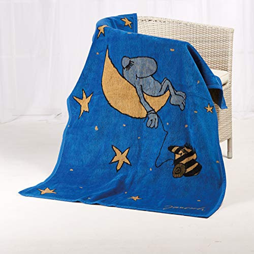 KOLTER Janosch Janoschdecke Decke mit Janoschmotiven Kuscheldecke Günter Kastenfrosch (100 x 150 cm)