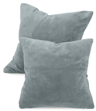npluseins 2er Pack Coral-Kuschel-Fleece Kissenhüllen, 50 x 50 cm, Grau | Öko-Tex Standard 100, verdeckter Reißverschluss, flauschig weich, pillingarm, waschbar bis 40 °C, schnelltrocknend