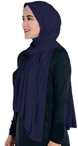 Lina & Lily Maxi Hijab Jersey Premium, Kopftuch Schal Turban für Muslimische Frauen (Marineblau)