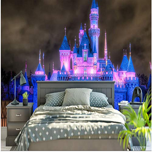 Newberli Papier Peint 3D Personnalisé - Scène de Nuit Féerique Avec Château - Pour Chambre d'Enfants, Décor Mural de Bande Dessinée