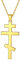 PROSILVER Damen Collier 18k vergoldet Russisch Orthodoxe Kreuz Anhänger mit 925 Silber Rolokette 1,5mm/46+5cm religiöser Schmuck Accessoire für Frauen Mädchen