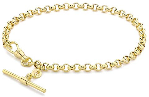 CARISSIMA Women's 9ct Yellow Gold Belcher Chain T-Bar Bracelet - 19cm/7.5'