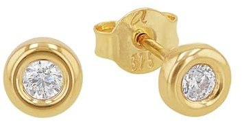 Amor Ohrstecker Unisex Damen Herren Ohrschmuck, mit Zirkonia synth., 0,4 cm, Gold, Kommt in Schmuck Geschenk Box, 2013893