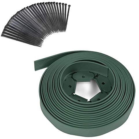IDMarket - Bordurette de Jardin Flexible 10 M Verte Hauteur 5 CM + 30 piquets