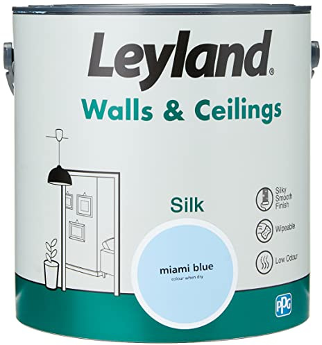 Leyland - Silk Walls & Ceilings Paint - Miami Blue - 2.5L | Silk Finish, For Interior Walls & Ceilings, Wipeable, 2-4 Hour Touch Dry Time, Disguises Uneven Surfaces