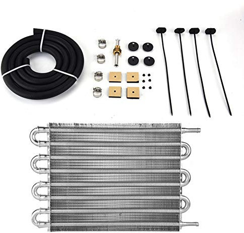 Car Oil Cooler Radiator, Universal Car 8 Row 254mm/10in Remote Transmission Oil Cooler Kit Aluminum alloy Material Auto-Manual Radiator Converter