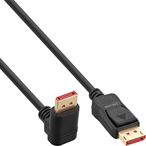 InLine ® 17152U DisplayPort 1.4 Kabel, 8K4K, nach unten gewinkelt, schwarz/gold, 2m