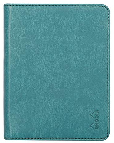 Rhodia 212004C - Mappe für Block oder Notizheft Rhodiarama - N°12, für DIN B7 (8,5x12 cm) 10,5x14 cm, elegant und praktisch, Pfaugrün, 1 Stück