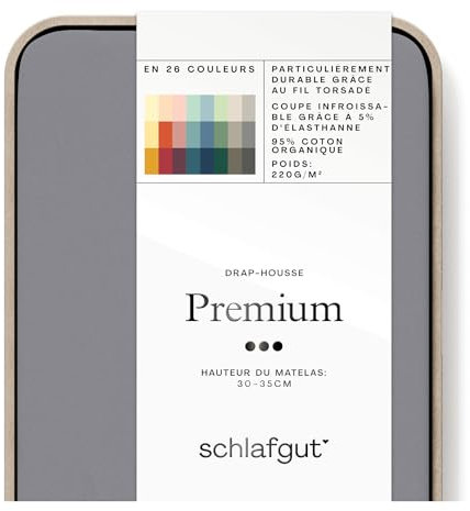 Schlafgut Premium Spannbettlaken 140x200cm bis 160x220cm Grey Mid, Spannbetttuch aus weicher Biobaumwolle