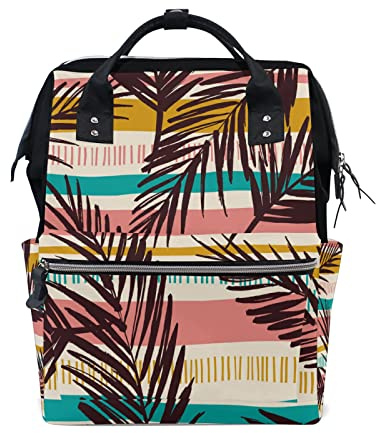 LDIYEU Streifen Ahorn Braun Schwarz Wickeltasche Reiserucksack Grosse Kapazität Schulter Mom Taschen für Reisen im Freien