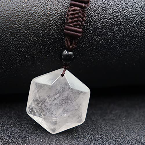 Natürlicher Heilstein Halskette Anhänger Chakra facettierter sechseckiger Tigerauge Opal Quarz Schmuck,Weißes Kristallbraun