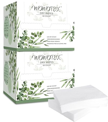 WOWOTEX 120 Pack Large Biodegradable Disposable Face Towels - Extra Thick Soft Face Towels for Sensitive Skin, Makeup Removal, Facial Cleansing, Nursing, Travel, 10 x 12 Inches