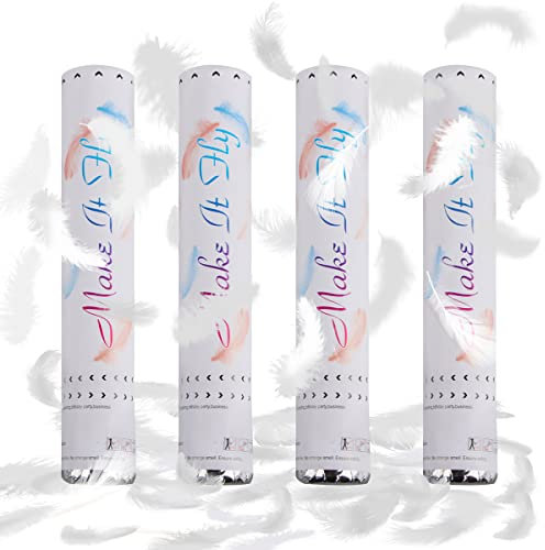 Konfettikanone Weiß*4pcs, XiXiRan Konfettikanone Hochzeit, Konfettibombe, Konfetti Popper Hochzeit, Party Popper Geburtstag, Konfetti Pistolen Set, Confetti Cannons, Konfettikanone Geburtstag