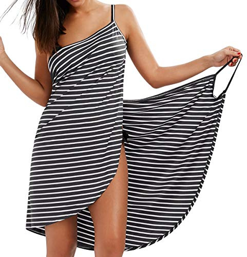 LumiSyne Vestido De Playa Mujer Bikini Cover Ups Vestido De Bikini Raya Moda Sexy Cuello En v Ropa De Baño Camisolas Pareos De Playa Talla Grande