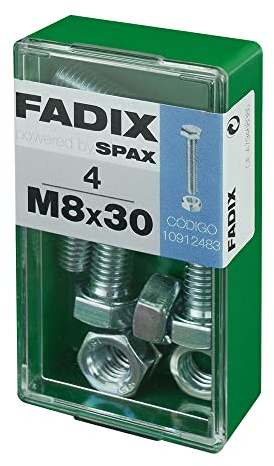 Box S 4 Stück Schraube Metallic Cab Hex + Zink M 8 x 30 mm Fadix