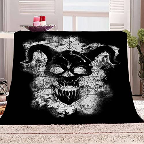 Decke 150x200 cm Halloween Kuscheldecke Flauschig 3D Digitaldruck Weiche Warme Mikrofaser Flanelldecke Dämon, Schwarz Motiv Wohndecke Sofadecke Couchdecke Blanket für Erwachsene